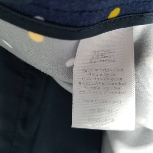 Talbots Navy Blue White Yellow Dot Chatham Curvy Side Zip Pants Size 6 - Picture 4 of 4